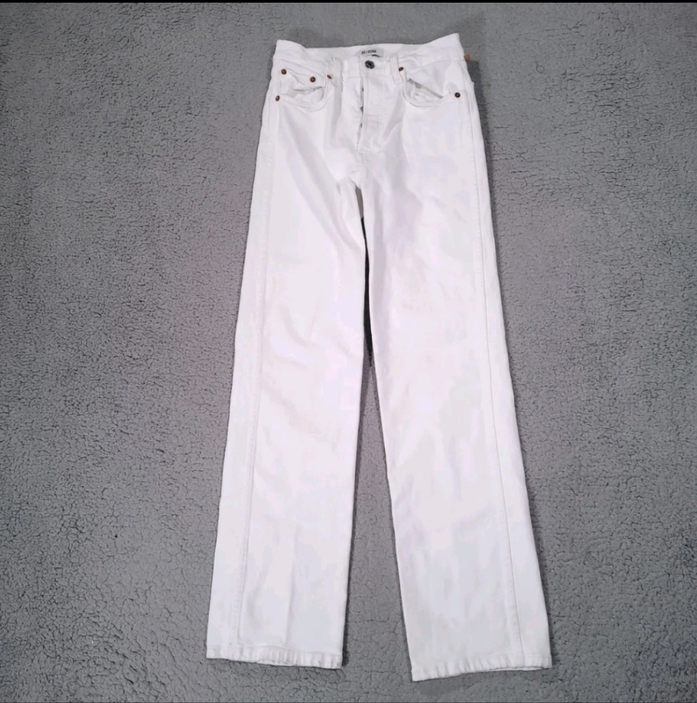 RE/DONE Womens 28 Jeans 90s High Rise Loose Fit Button Fly Pockets White